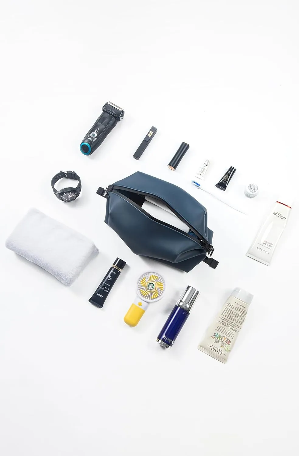 13" 6L Large Silicone Dopp Kit,Waterproof Leakproof Toiletry Bag,Foldable Travel Makeup Case for Mens Womens,Navy Blue