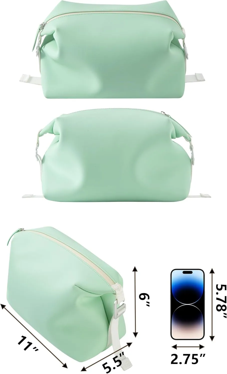 13" 6L Large Silicone Dopp Kit,Waterproof Leakproof Toiletry Bag,Foldable Travel Makeup Case for Mens Womens,Turquoise Blue