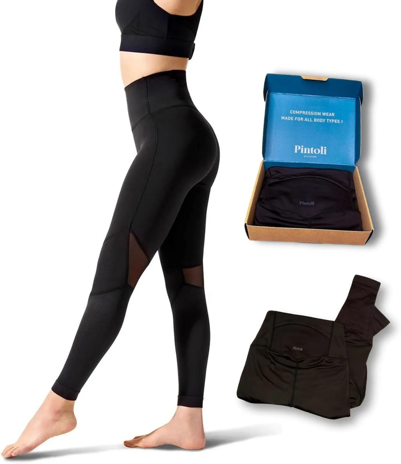 20-30 mmHg Compression Leggings Rise Pant 26" for Women - Yoga Gym Running Training