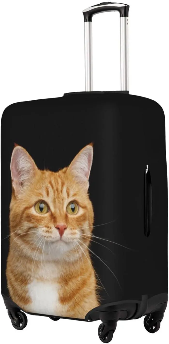 Adorable Yellow Cat Portrait Travel Luggage Cover Fits 18-32 Inch Luggage, Stretch Suitcase Cover Protector with Concealed Zipper for Wheeled Suitcase Tsa Approved