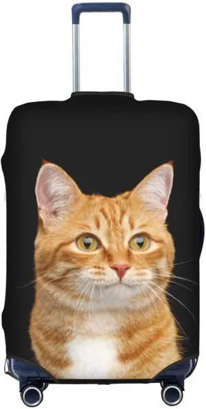 Adorable Yellow Cat Portrait Travel Luggage Cover Fits 18-32 Inch Luggage, Stretch Suitcase Cover Protector with Concealed Zipper for Wheeled Suitcase Tsa Approved