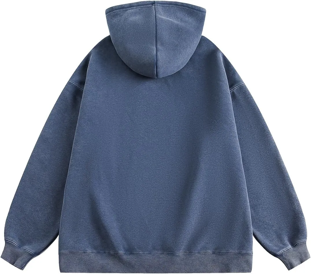 Aelfric Eden Washed Hoodie Oversized Vintage Hoodies Unisex Streetwear Solid Hooded Sweatshirt with Pocket