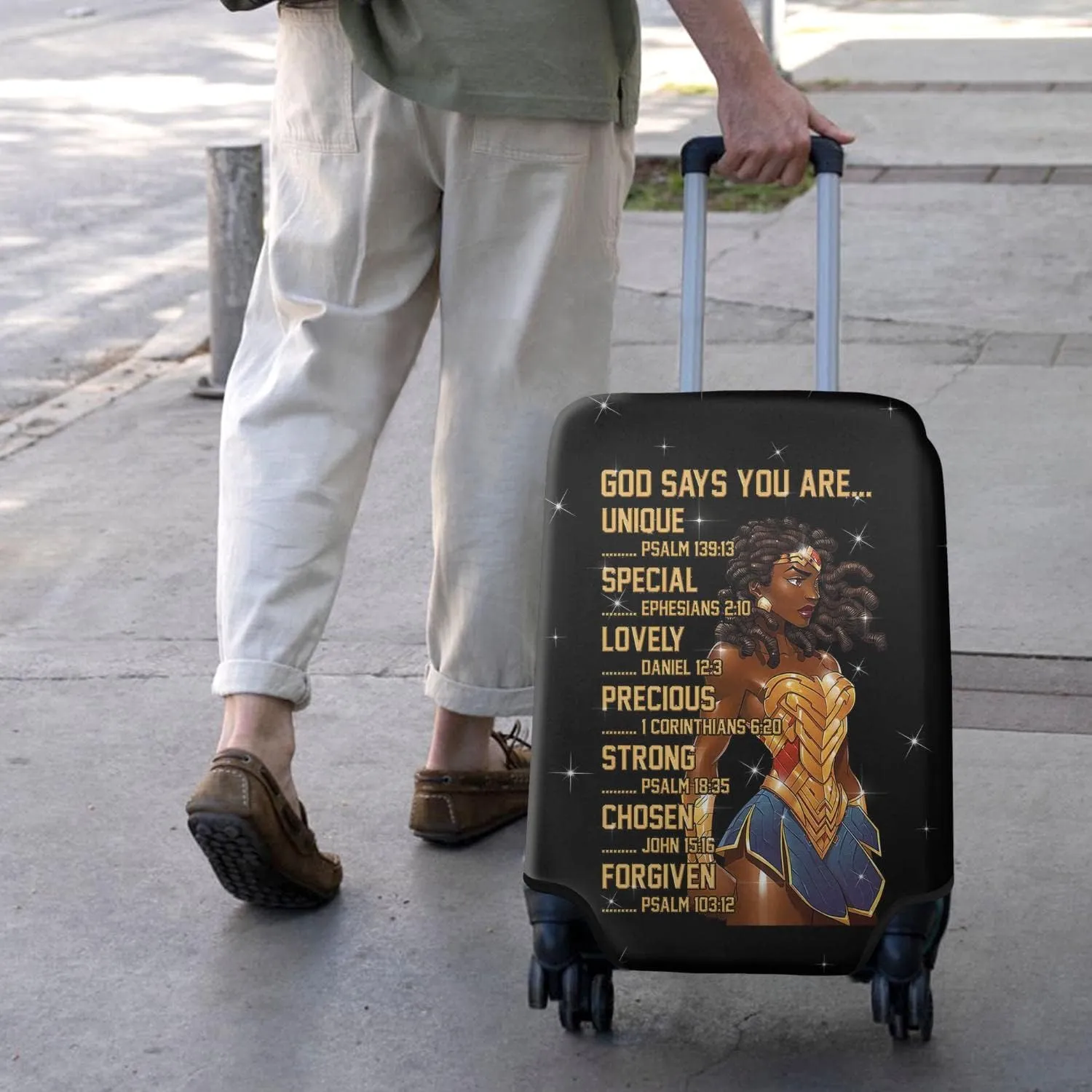 African American Luggage Protective Cover Inspirational Bible Verses Motivational Suitcase Cover Fit 29-32 Inch Luggage
