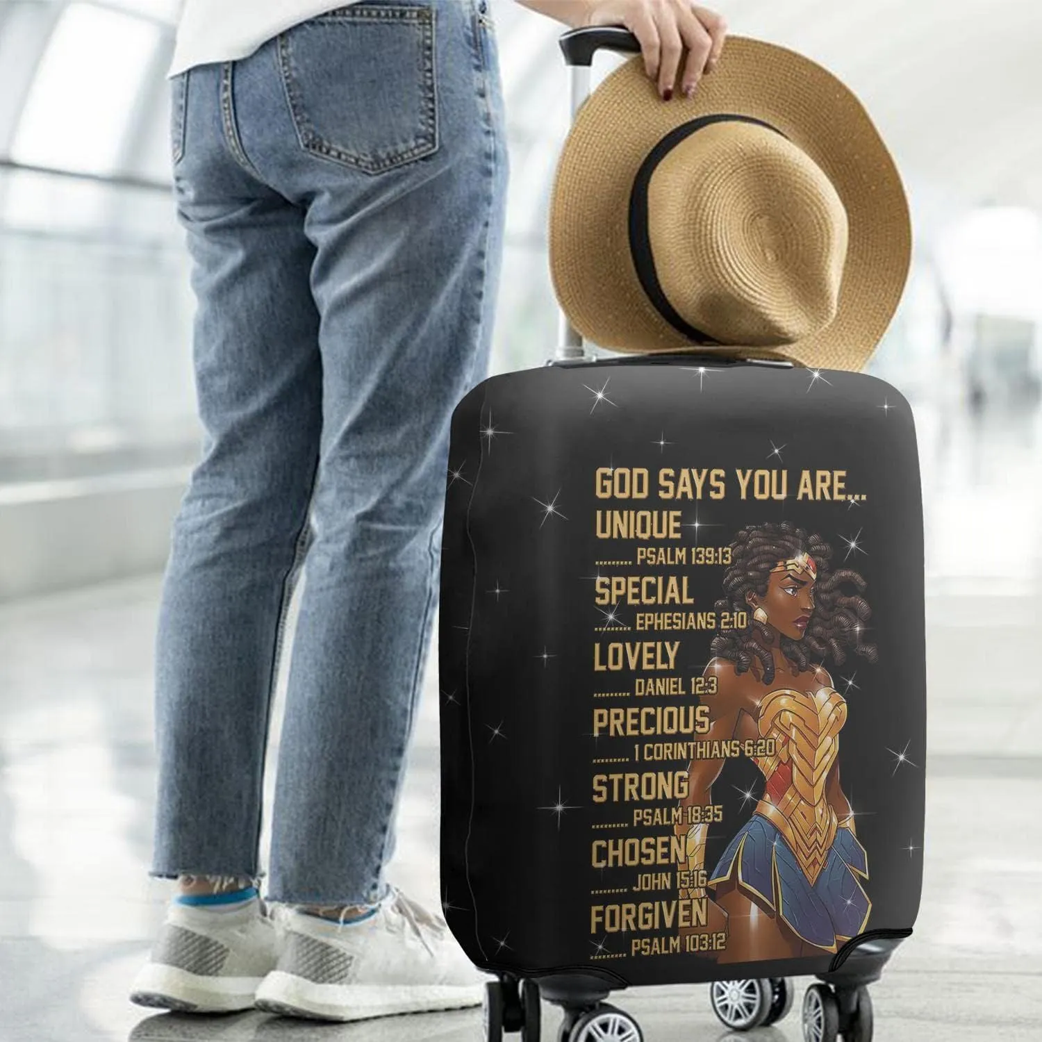 African American Luggage Protective Cover Inspirational Bible Verses Motivational Suitcase Cover Fit 29-32 Inch Luggage