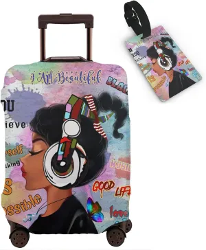 African American Women Luggage Cover Washable Suitcase Protector Anti-scratch Suitcase cover XL(31-32 inch luggage)