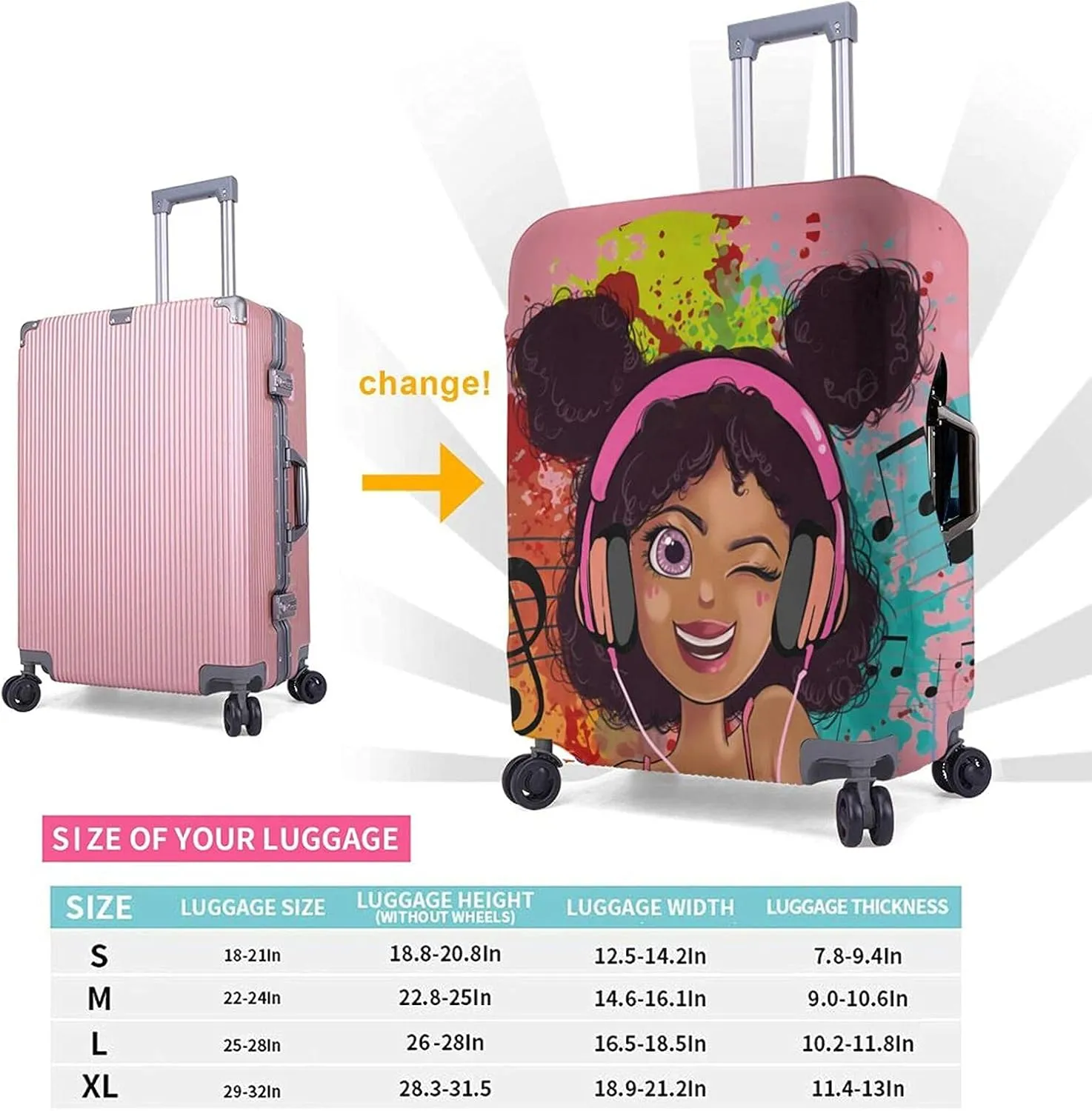 African American Women Travel Luggage Cover Protector for Suitcase XL(31-32 inch luggage)