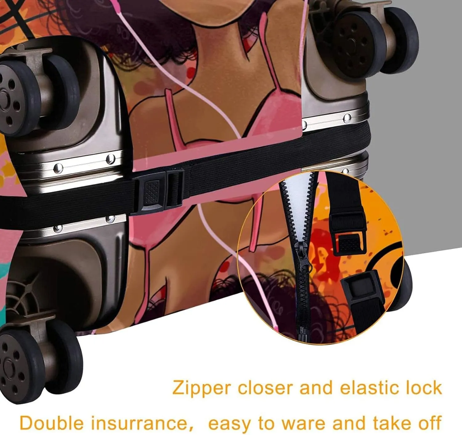 African American Women Travel Luggage Cover Protector for Suitcase XL(31-32 inch luggage)