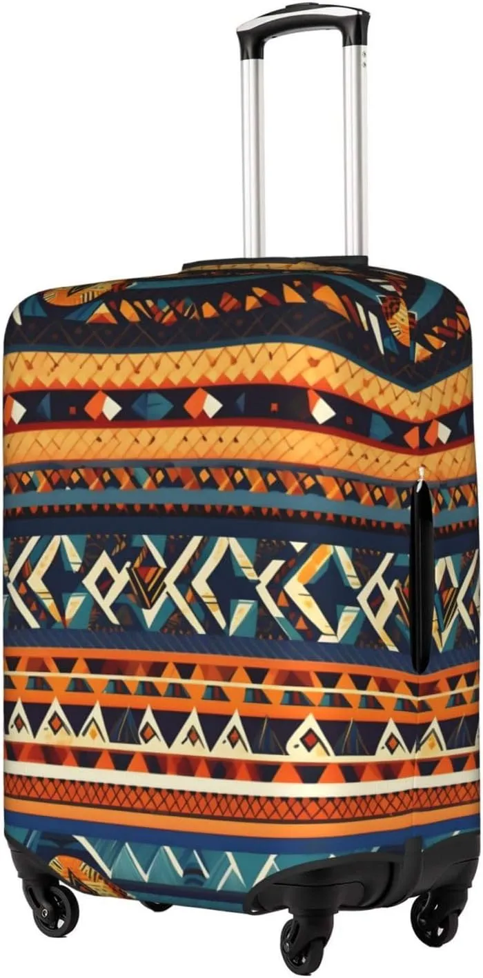 African National Patterns Luggage Cover, Protective Washable Suitcase Cover With Concealed Zipper Fits 18 To 32 Inch