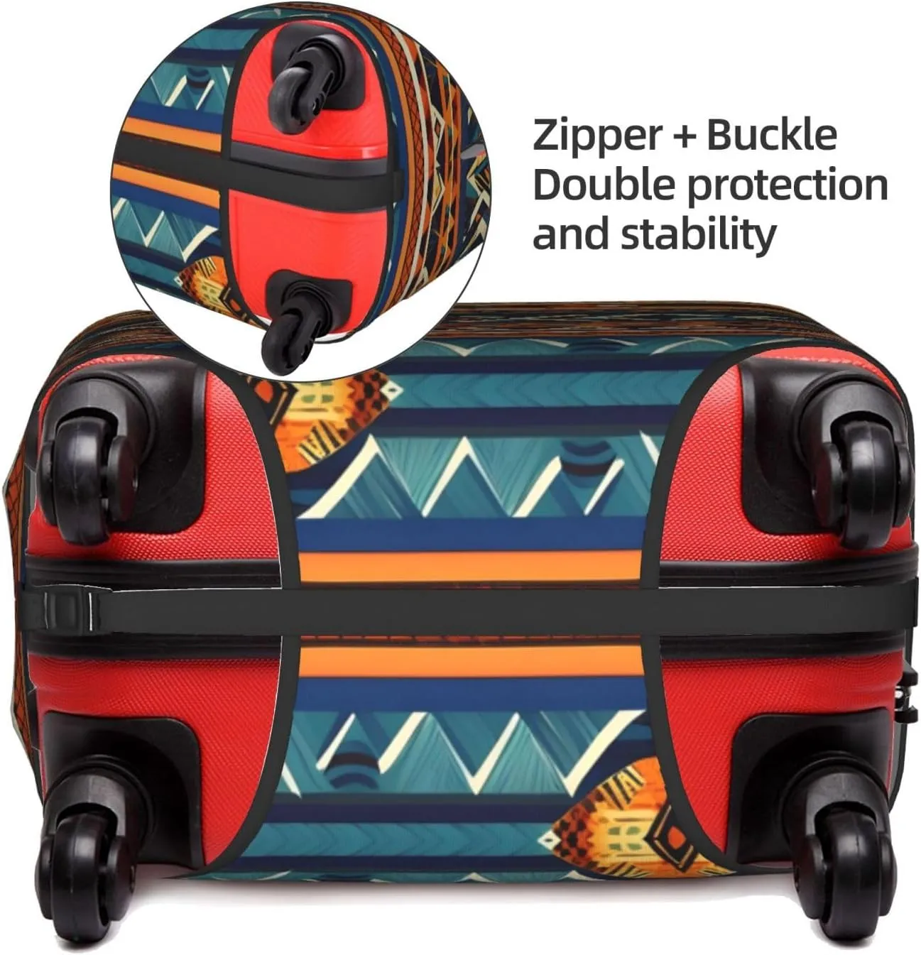 African National Patterns Luggage Cover, Protective Washable Suitcase Cover With Concealed Zipper Fits 18 To 32 Inch