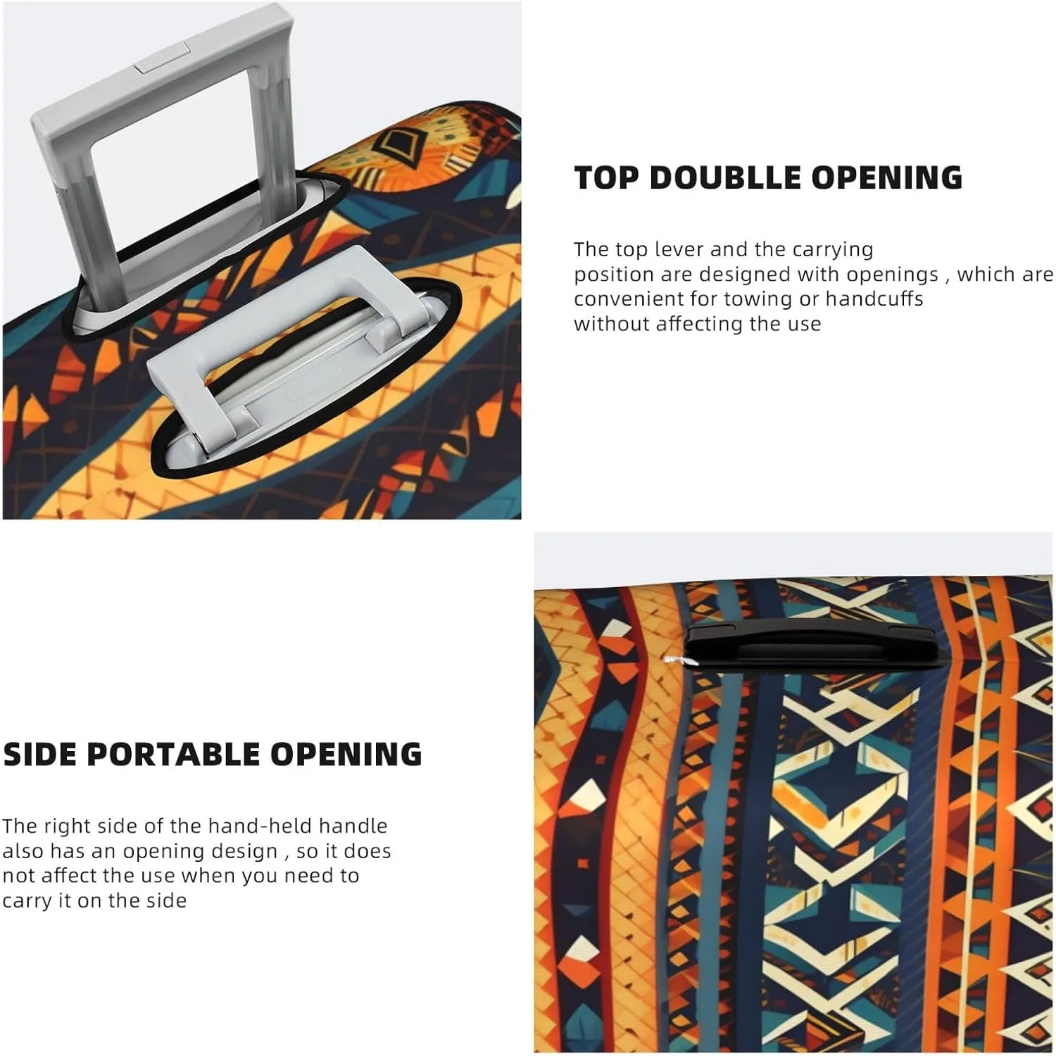 African National Patterns Luggage Cover, Protective Washable Suitcase Cover With Concealed Zipper Fits 18 To 32 Inch