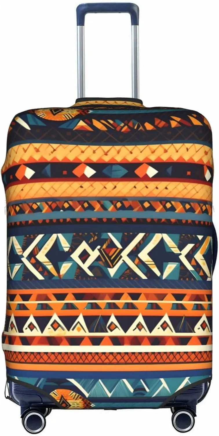 African National Patterns Luggage Cover, Protective Washable Suitcase Cover With Concealed Zipper Fits 18 To 32 Inch