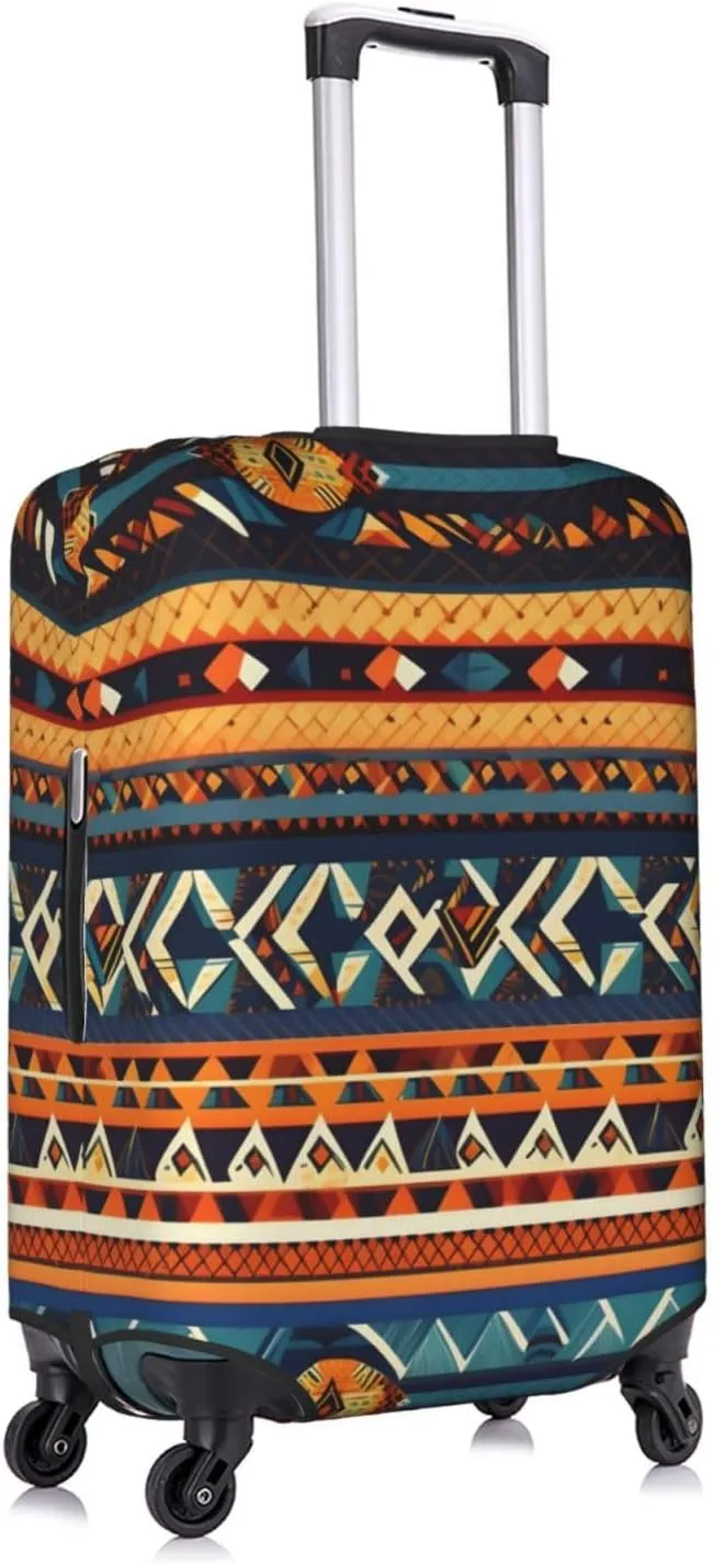 African National Patterns Luggage Cover, Protective Washable Suitcase Cover With Concealed Zipper Fits 18 To 32 Inch