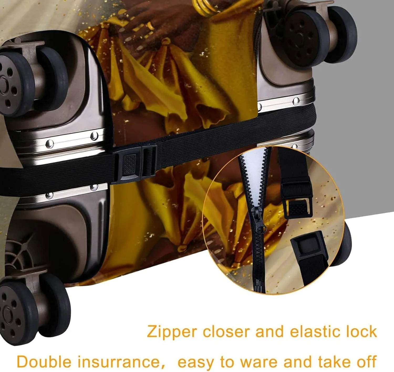 African Queen and King Couple Travel Luggage Cover Polyester Suitcase Protector Washable Baggage Covers L(27-30 inch luggage)