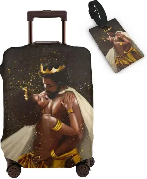 African Queen and King Couple Travel Suitcase Protector Elastic Protective Washable Luggage Cover With Concealed Zipper XL(31-32 inch luggage)