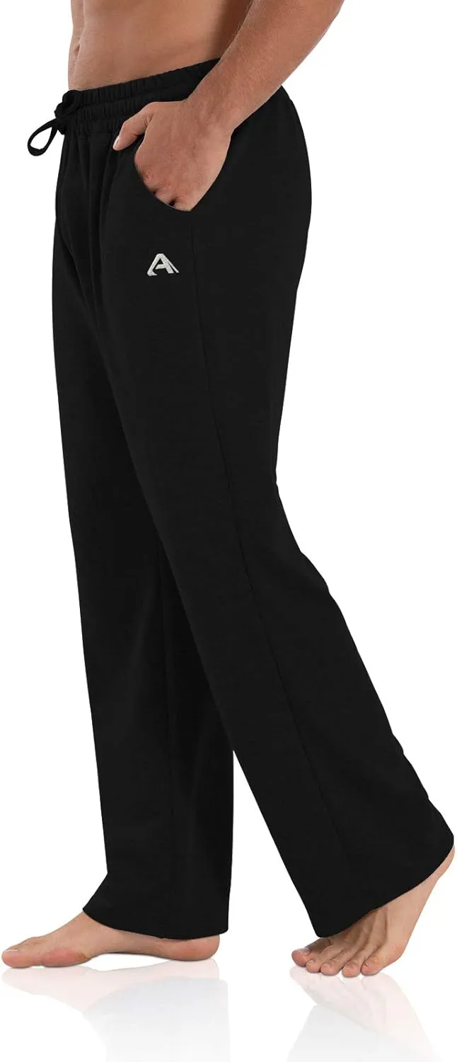 Agnes Urban Men's Joggers Sweatpants Open Bottom Straight Leg Casual Loose Fit Running Athletic Jersey Pants with Pockets