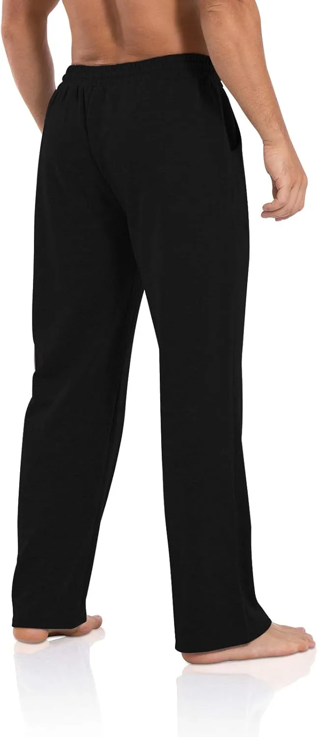 Agnes Urban Men's Joggers Sweatpants Open Bottom Straight Leg Casual Loose Fit Running Athletic Jersey Pants with Pockets
