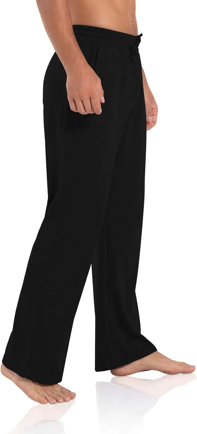 Agnes Urban Men's Joggers Sweatpants Open Bottom Straight Leg Casual Loose Fit Running Athletic Jersey Pants with Pockets