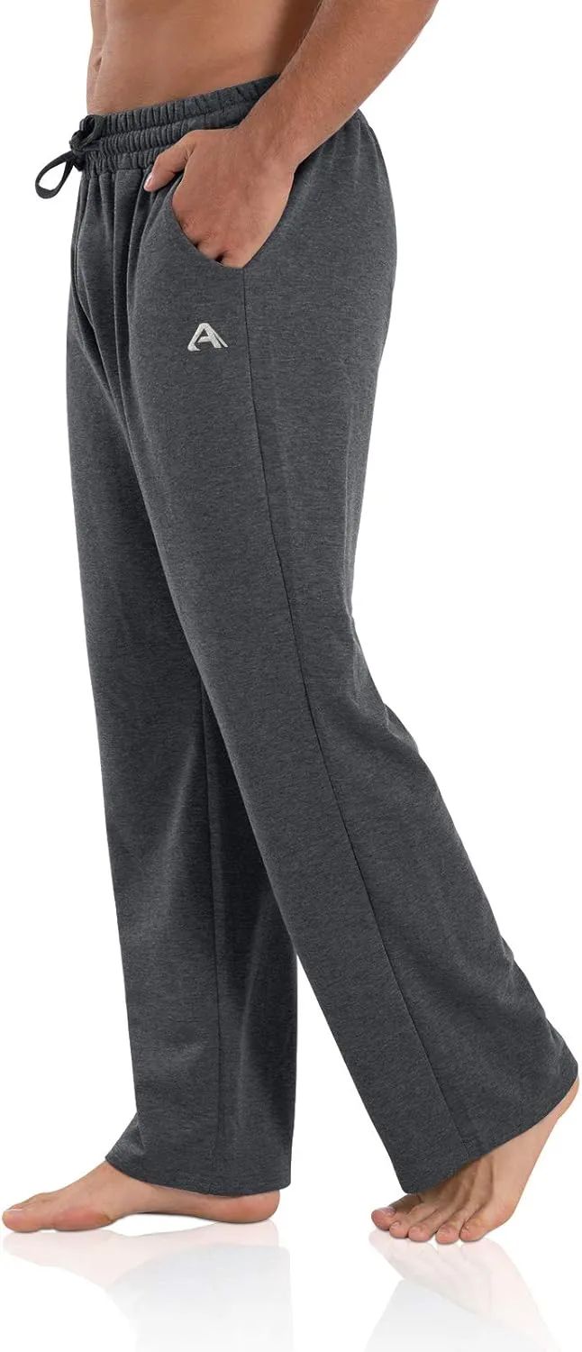 Agnes Urban Men's Joggers Sweatpants Open Bottom Straight Leg Casual Loose Fit Running Athletic Jersey Pants with Pockets