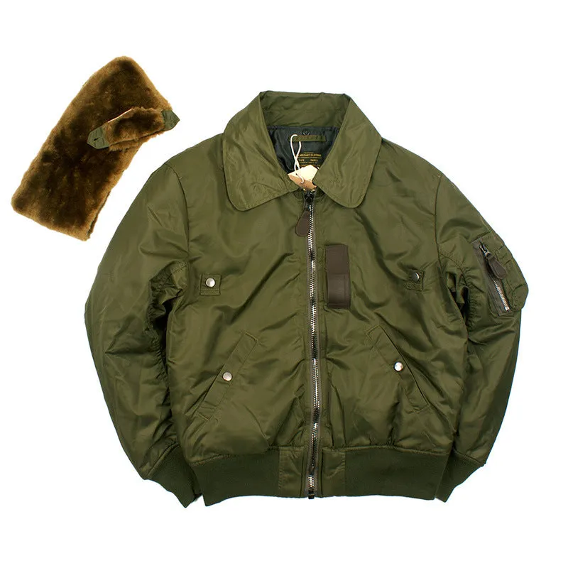 Air Force B-15 Bomber Jacket With Detachable Fur Collar For Men & Women