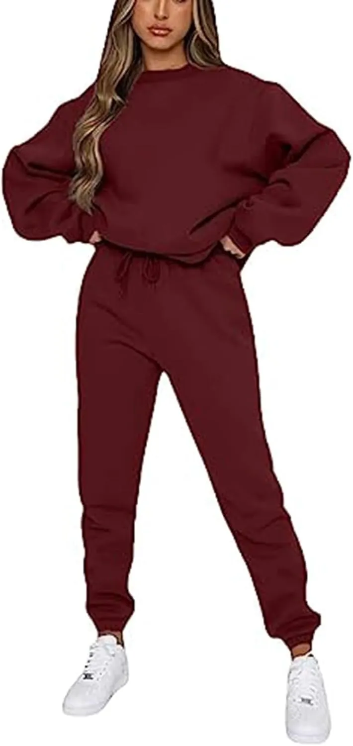 Alunzoem Jogger Sets for Women 2 Piece Sweatsuit Outfits Long Sleeve Pullover Sweatshirt Pants Set Tracksuit
