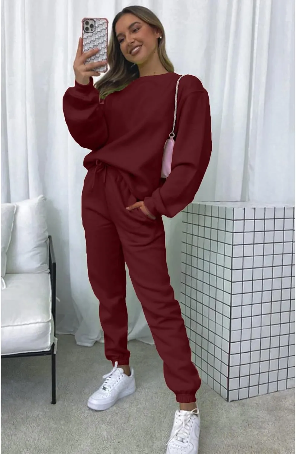 Alunzoem Jogger Sets for Women 2 Piece Sweatsuit Outfits Long Sleeve Pullover Sweatshirt Pants Set Tracksuit