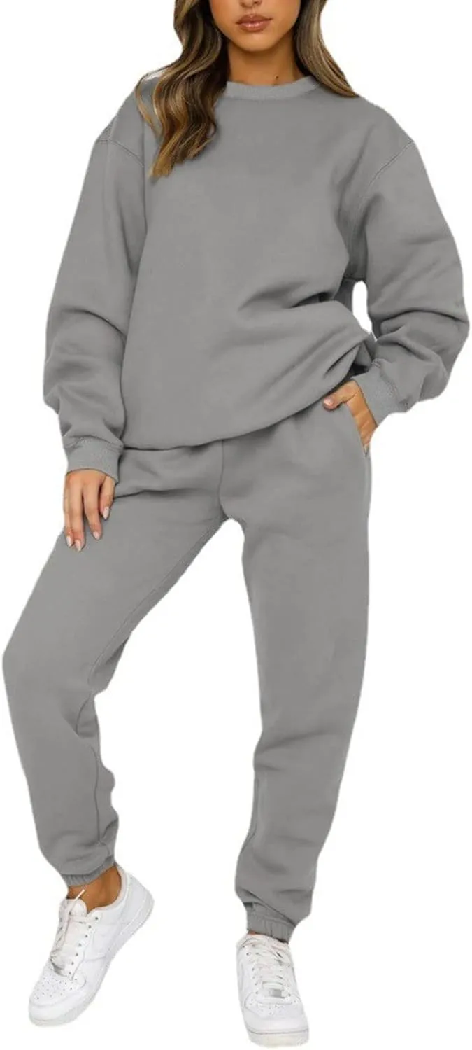 Alunzoem Jogger Sets for Women 2 Piece Sweatsuit Outfits Long Sleeve Pullover Sweatshirt Pants Set Tracksuit