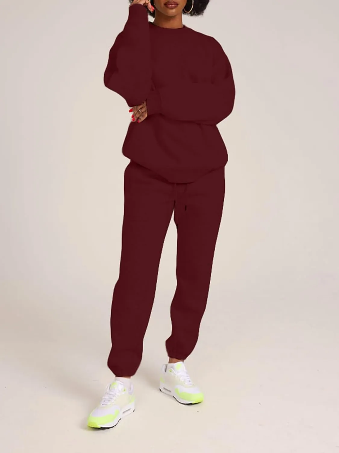Alunzoem Jogger Sets for Women 2 Piece Sweatsuit Outfits Long Sleeve Pullover Sweatshirt Pants Set Tracksuit