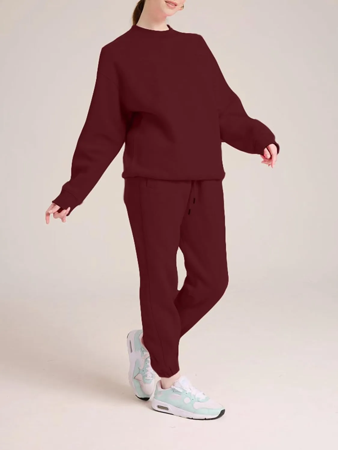 Alunzoem Jogger Sets for Women 2 Piece Sweatsuit Outfits Long Sleeve Pullover Sweatshirt Pants Set Tracksuit