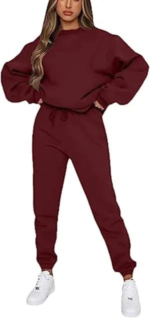 Alunzoem Jogger Sets for Women 2 Piece Sweatsuit Outfits Long Sleeve Pullover Sweatshirt Pants Set Tracksuit