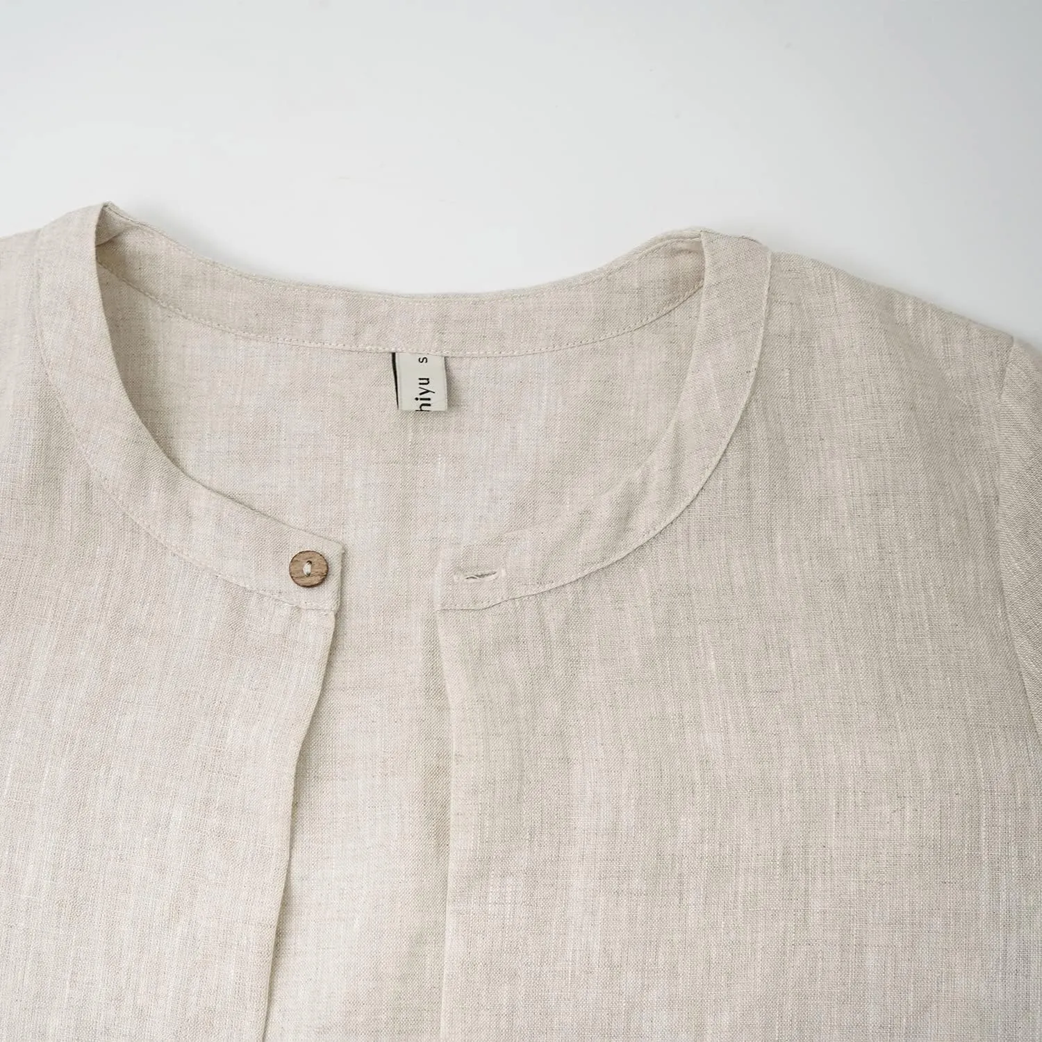 Amazhiyu Women Pure Linen Open Front Cropped Cardigan Elbow Sleeve Summer Jacket