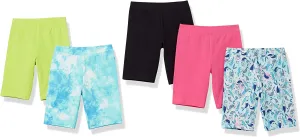 Amazon Essentials Girls and Toddlers' Midi Bike Shorts (Previously Spotted Zebra), Pack of 5