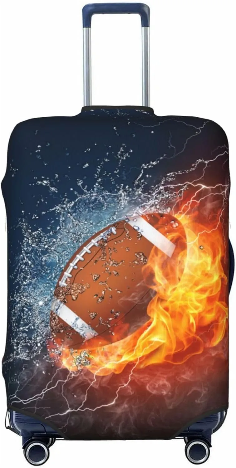 American Football Luggage Suitcase Covers Elastic Washable Rugby Ball Luggage Protector Travel Suitcase Protective Cover For Kid And Adult, M (Fit 22-24 Inch Luggage)