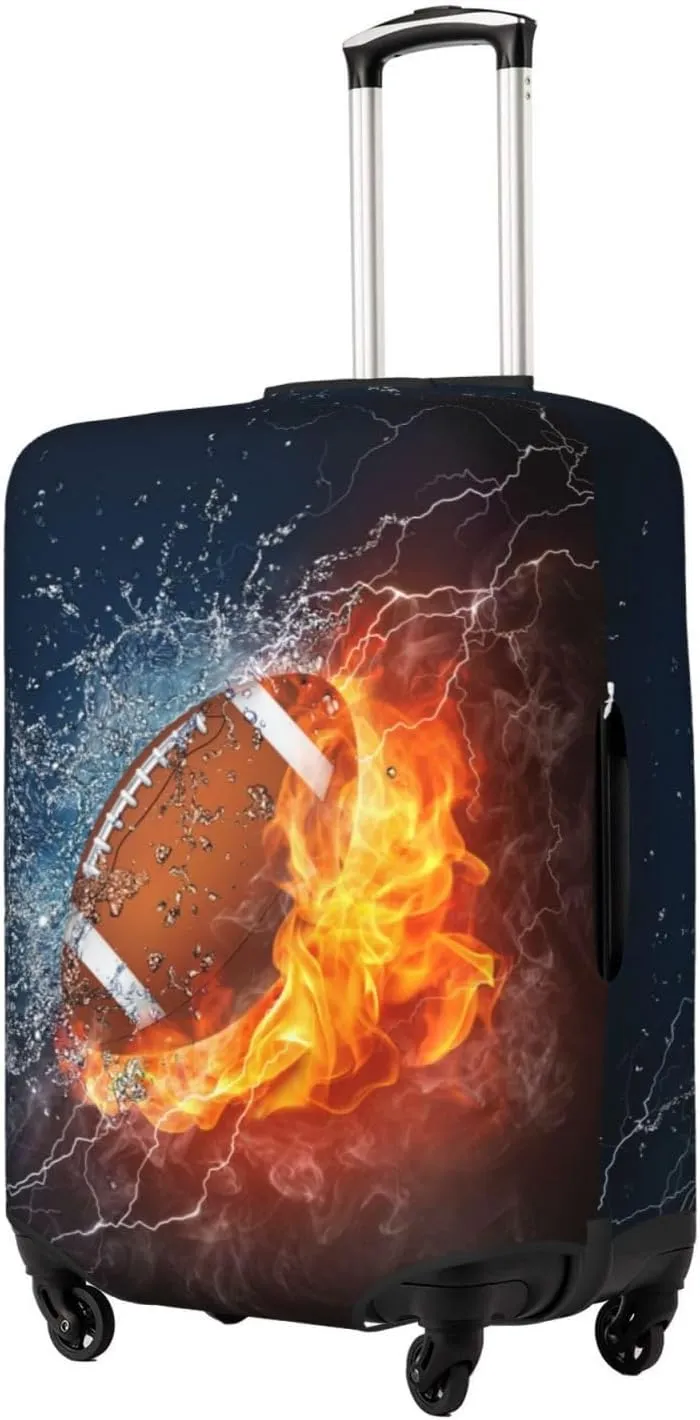 American Football Luggage Suitcase Covers Elastic Washable Rugby Ball Luggage Protector Travel Suitcase Protective Cover For Kid And Adult, M (Fit 22-24 Inch Luggage)
