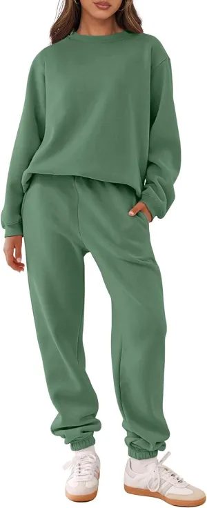 ANRABESS Women's Two Piece Outfits Lounge Set Long Sleeve Crewneck Sweatshirt Jogger Pants Tracksuit Sweatsuit 2024 Fall Sets