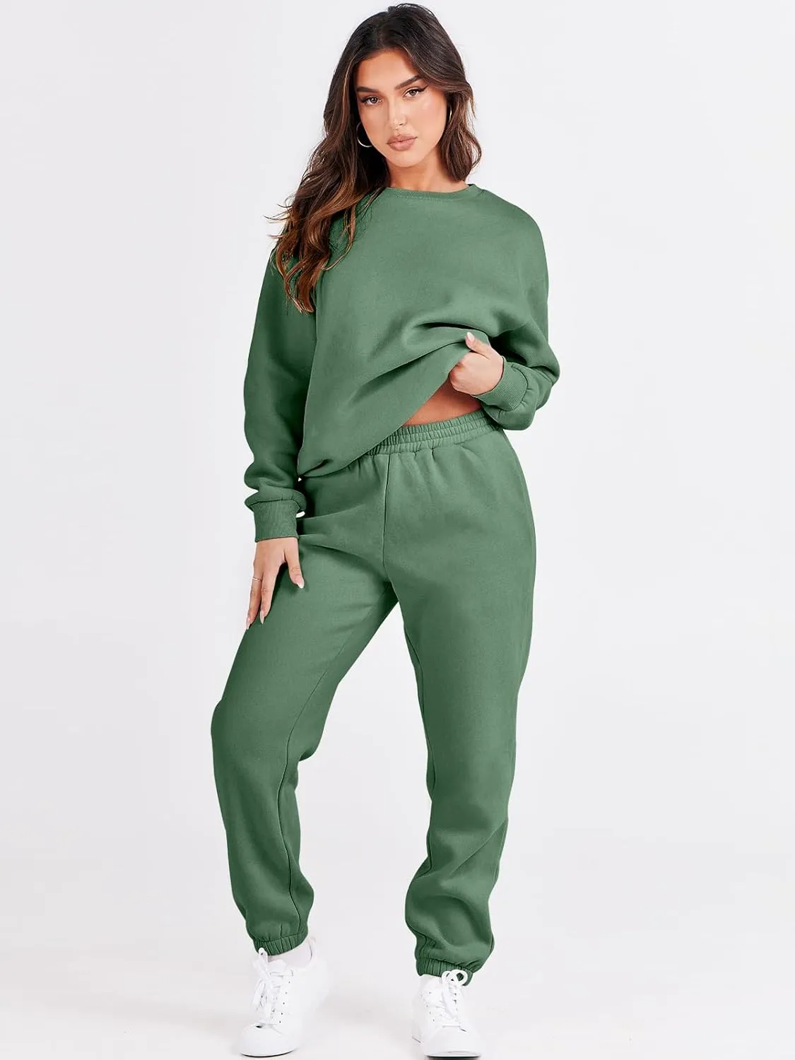 ANRABESS Women's Two Piece Outfits Lounge Set Long Sleeve Crewneck Sweatshirt Jogger Pants Tracksuit Sweatsuit 2024 Fall Sets