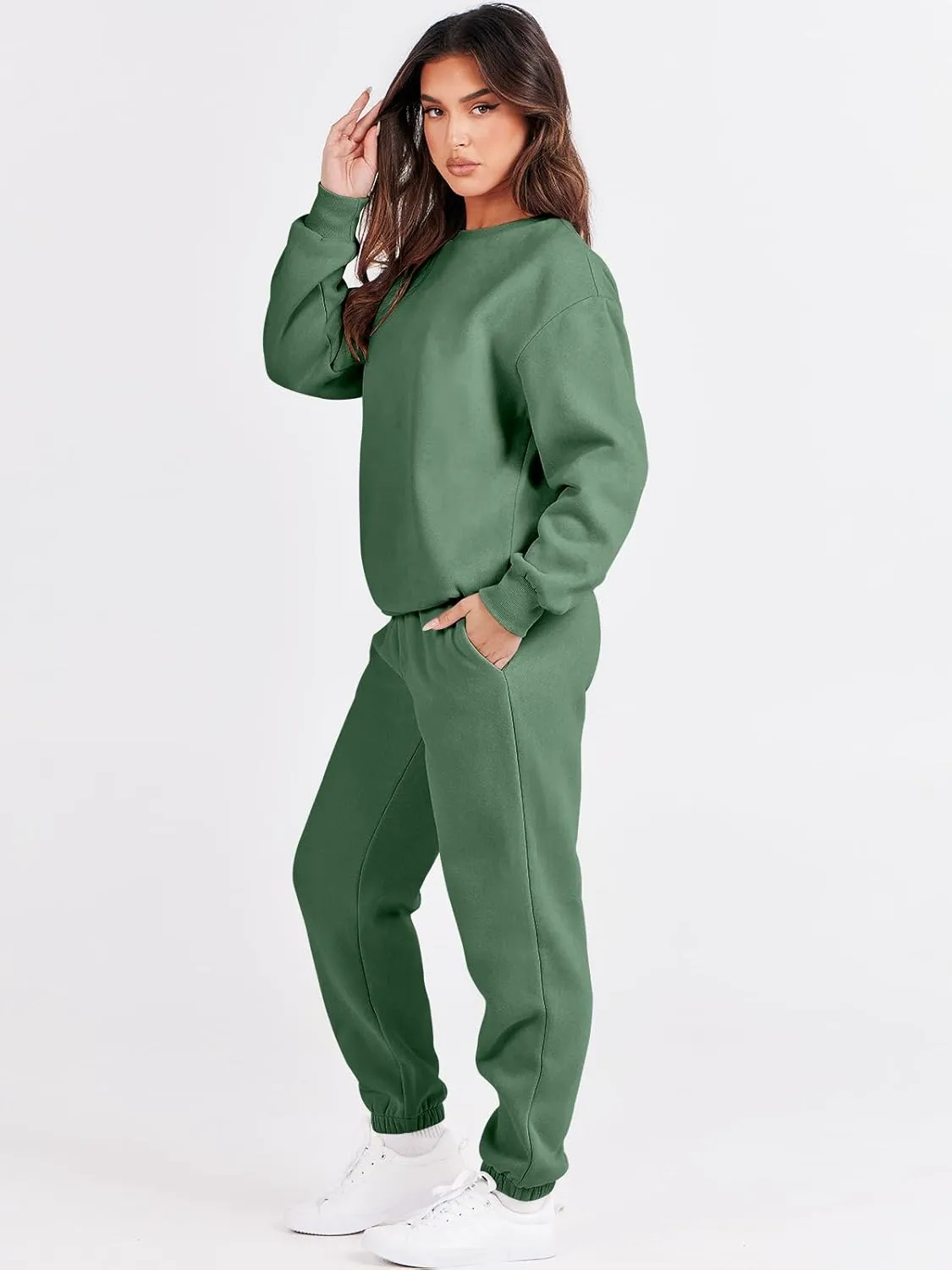 ANRABESS Women's Two Piece Outfits Lounge Set Long Sleeve Crewneck Sweatshirt Jogger Pants Tracksuit Sweatsuit 2024 Fall Sets