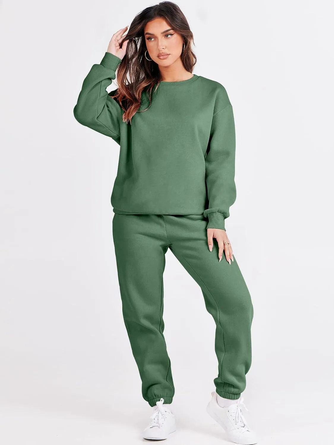 ANRABESS Women's Two Piece Outfits Lounge Set Long Sleeve Crewneck Sweatshirt Jogger Pants Tracksuit Sweatsuit 2024 Fall Sets