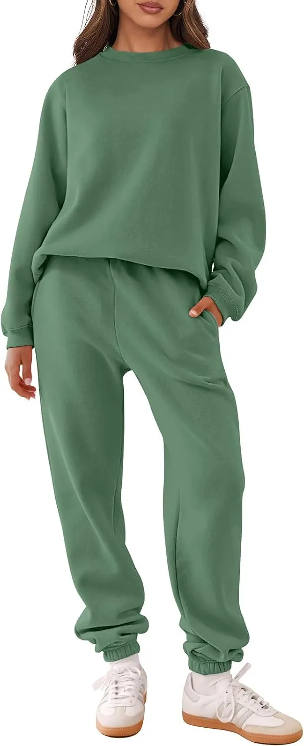 ANRABESS Women's Two Piece Outfits Lounge Set Long Sleeve Crewneck Sweatshirt Jogger Pants Tracksuit Sweatsuit 2024 Fall Sets