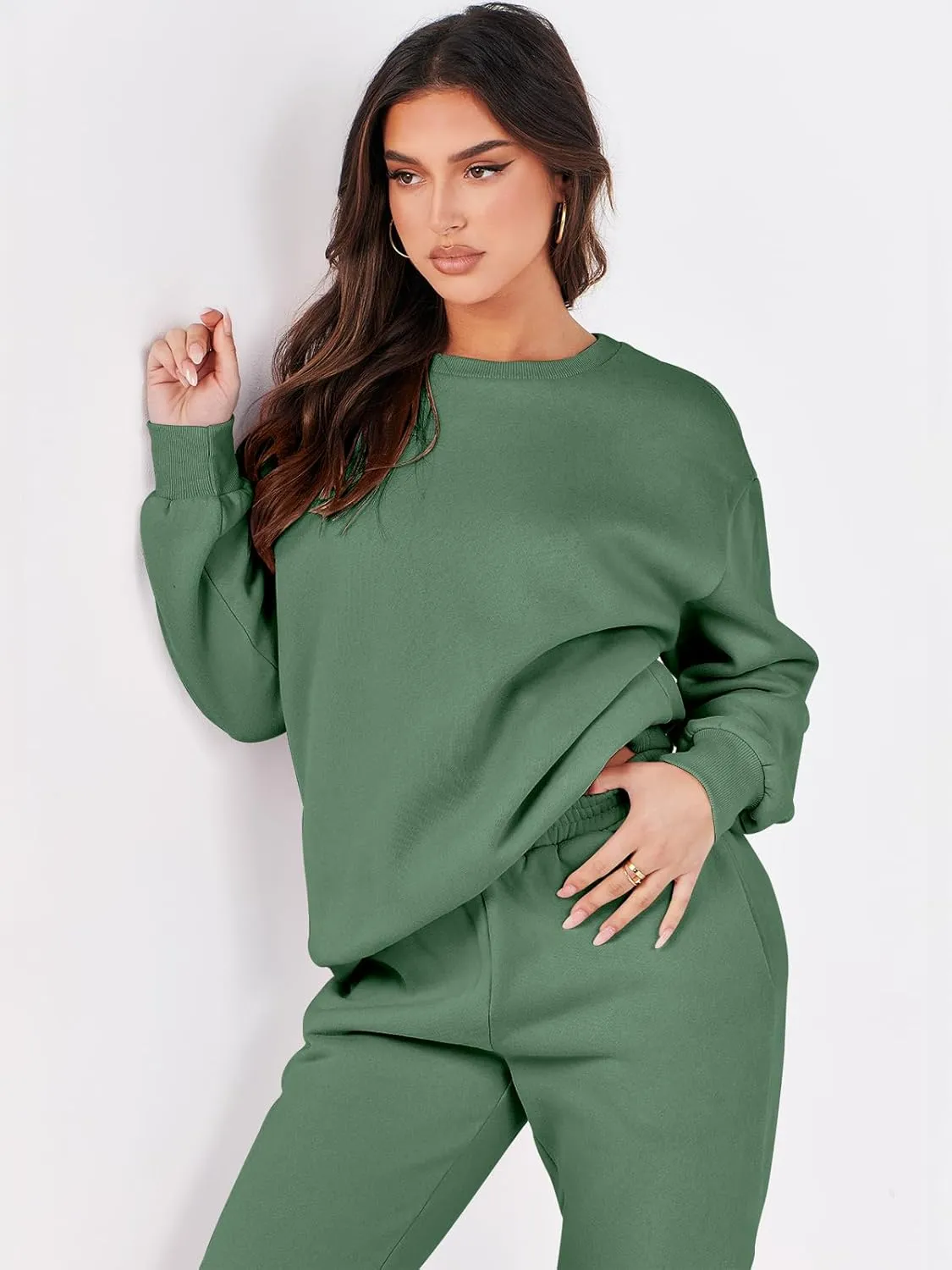 ANRABESS Women's Two Piece Outfits Lounge Set Long Sleeve Crewneck Sweatshirt Jogger Pants Tracksuit Sweatsuit 2024 Fall Sets