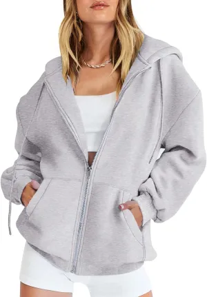 ANRABESS Womens Zip Up Hoodies Long Sleeve Oversized Sweatshirts Fleece Y2K Jacket Pockets 2025 Fall Outfits Fashion Clothes