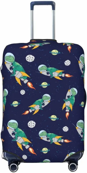 Astronaut Dinosaur Print Luggage Covers For Suitcase,Elastic Washable & Stretchable Suitcase Covers For Luggage, Anti-Scratch - Fits 18-32 Inch Luggage-No Luggage Included