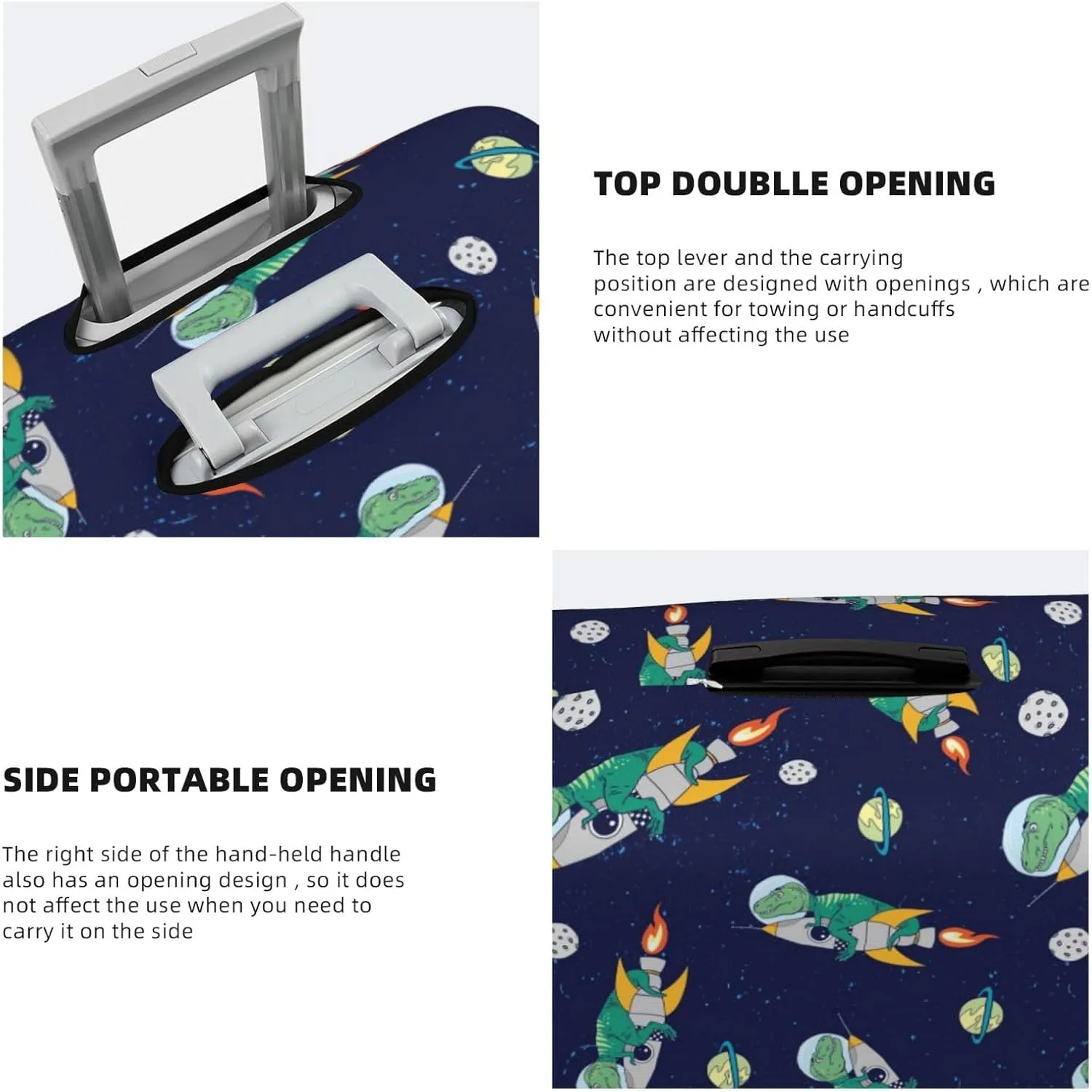 Astronaut Dinosaur Print Luggage Covers For Suitcase,Elastic Washable & Stretchable Suitcase Covers For Luggage, Anti-Scratch - Fits 18-32 Inch Luggage-No Luggage Included