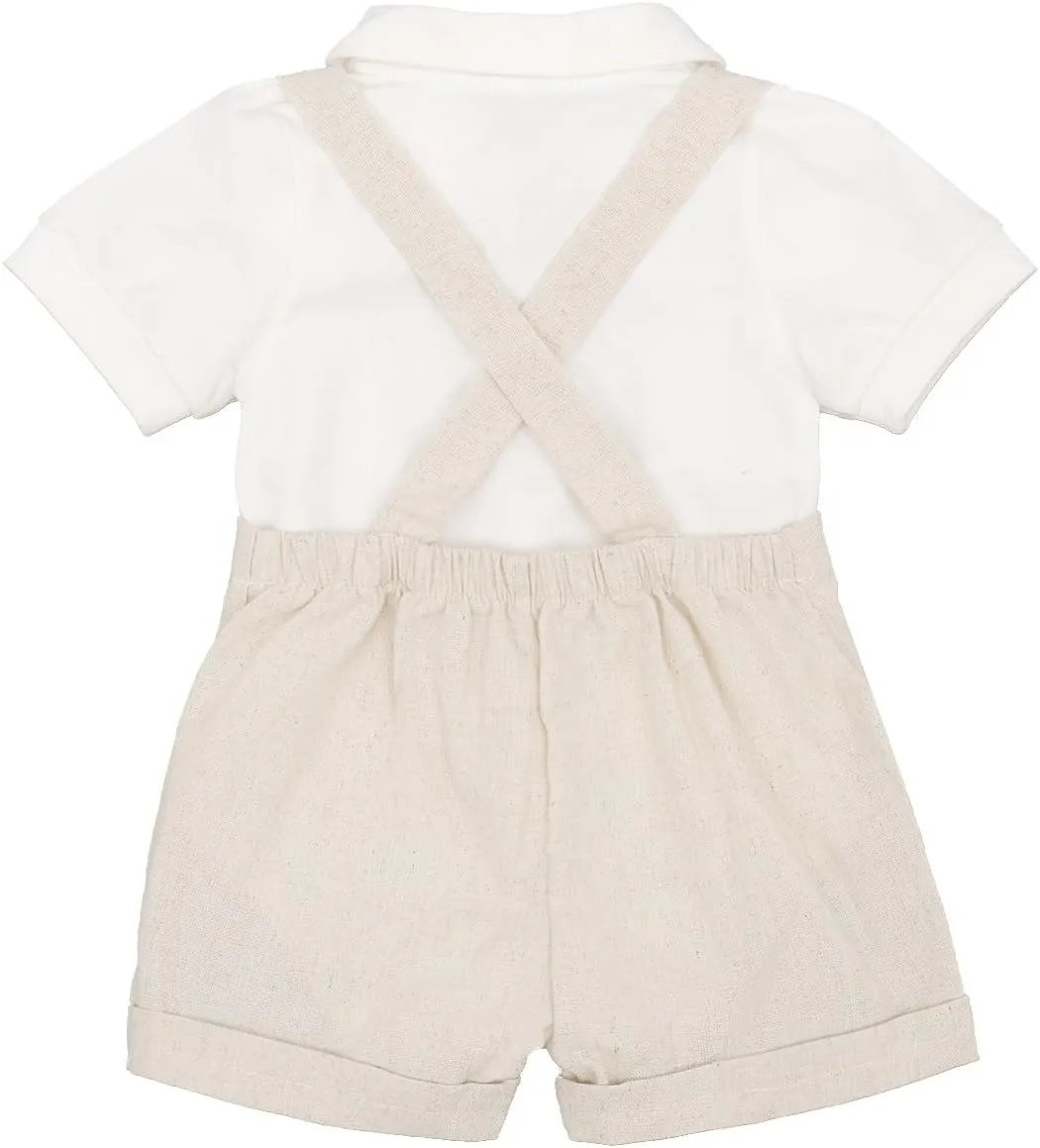 Baby Boys Formal Suit Set Short Sleeve Romper Suspenders Shorts Pants Bowtie Wedding Tuxedo Outfits Cake Smash Clothes