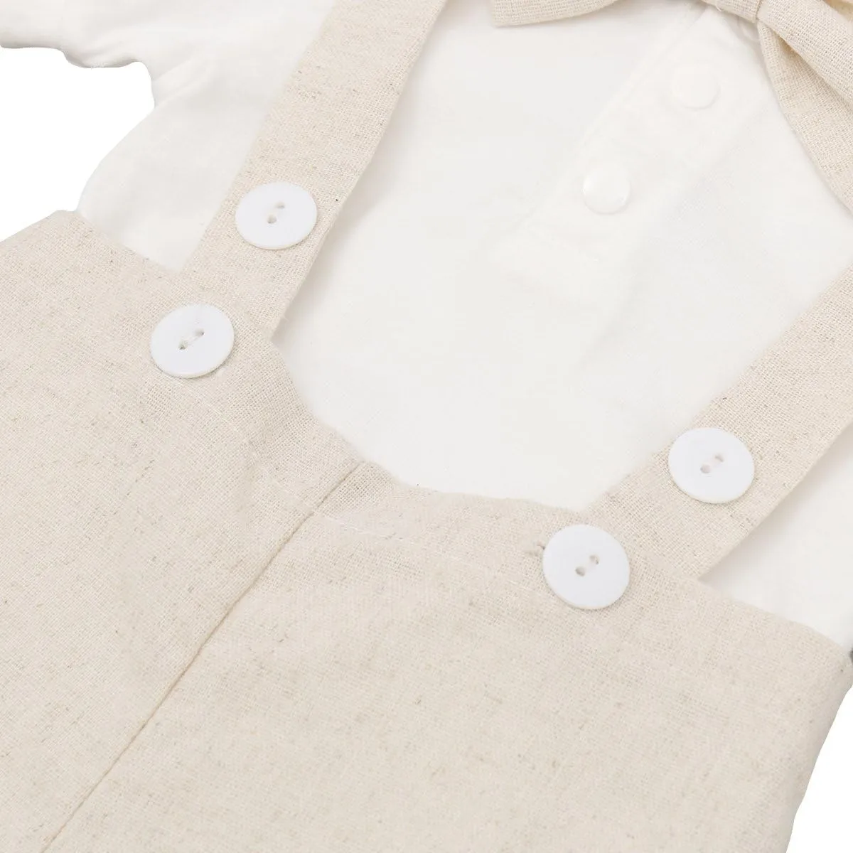 Baby Boys Formal Suit Set Short Sleeve Romper Suspenders Shorts Pants Bowtie Wedding Tuxedo Outfits Cake Smash Clothes
