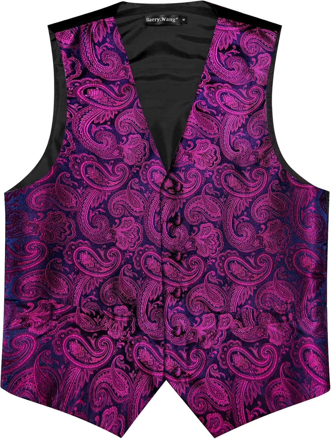 Barry.Wang Men's Suit Vest Tie and Bow Tie Set Formal Solid Paisley Handkerchief Cufflink Woven Wedding Party Waistcoat