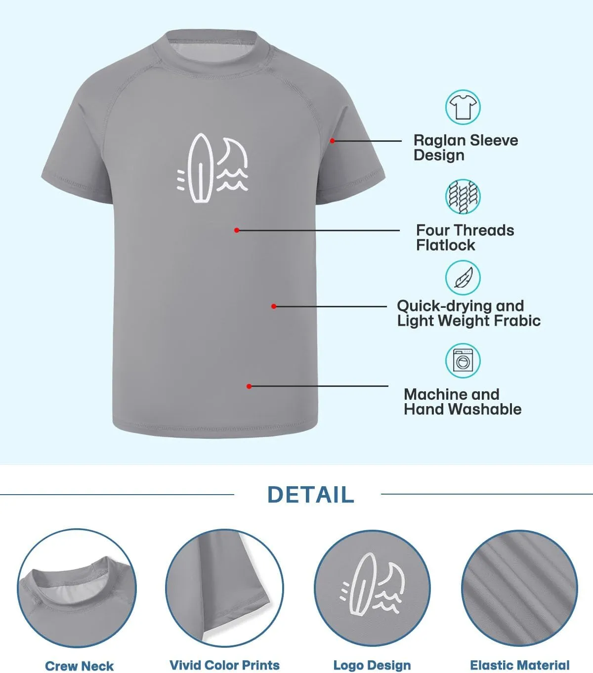 BesserBay Boy's UV Sun Protection Short Sleeve Quick-Dry Crewneck Rash Guard Shirt 3-14 Years