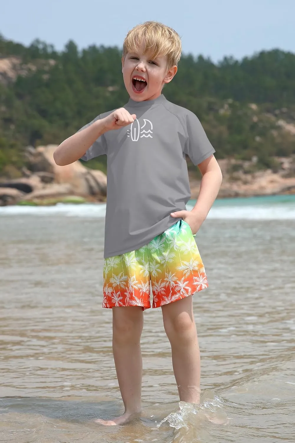 BesserBay Boy's UV Sun Protection Short Sleeve Quick-Dry Crewneck Rash Guard Shirt 3-14 Years