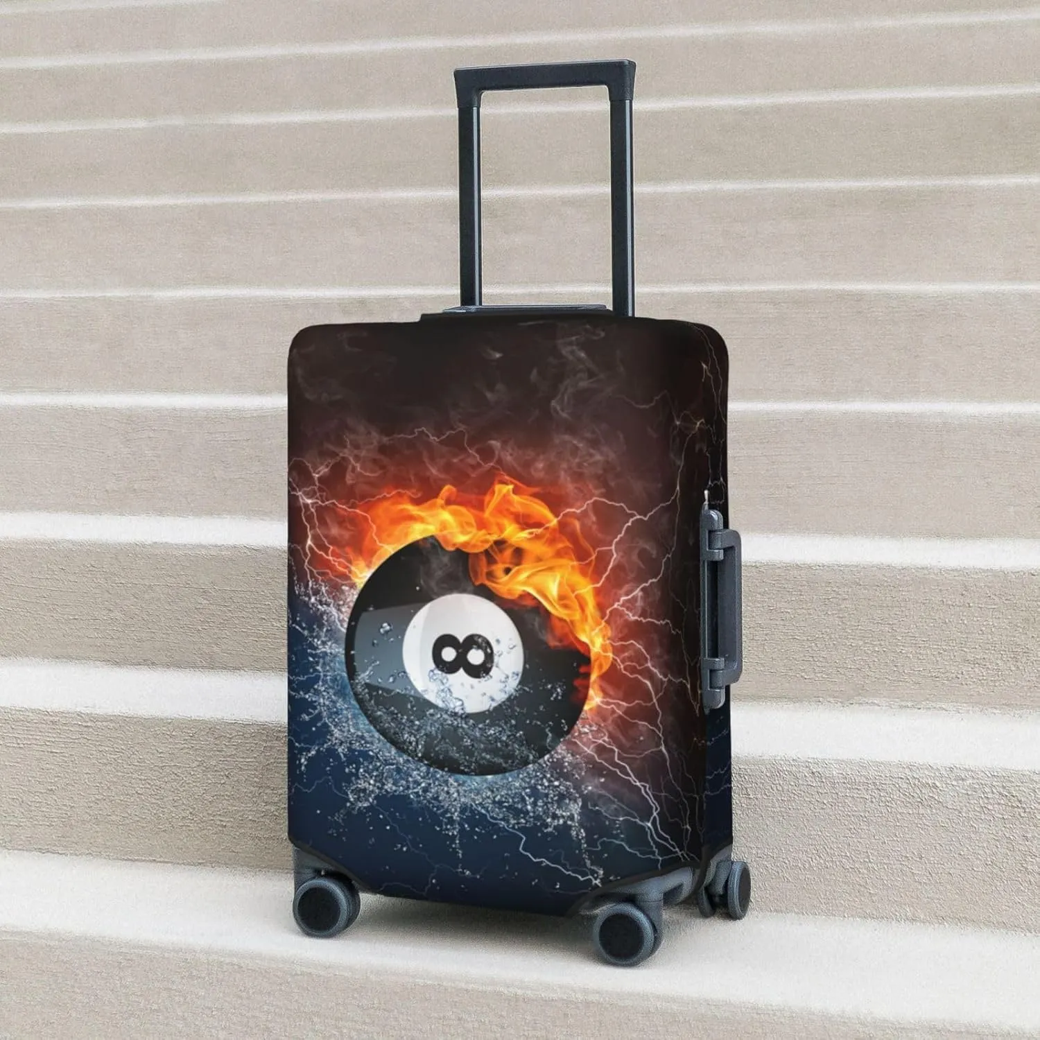 Billiard In The Water And Fire Luggage Suitcase Covers Elastic Washable Snooker Lover Luggage Protector Travel Suitcase Protective Cover For Kid And Adult, M (Fit 22-24 Inch Luggage)