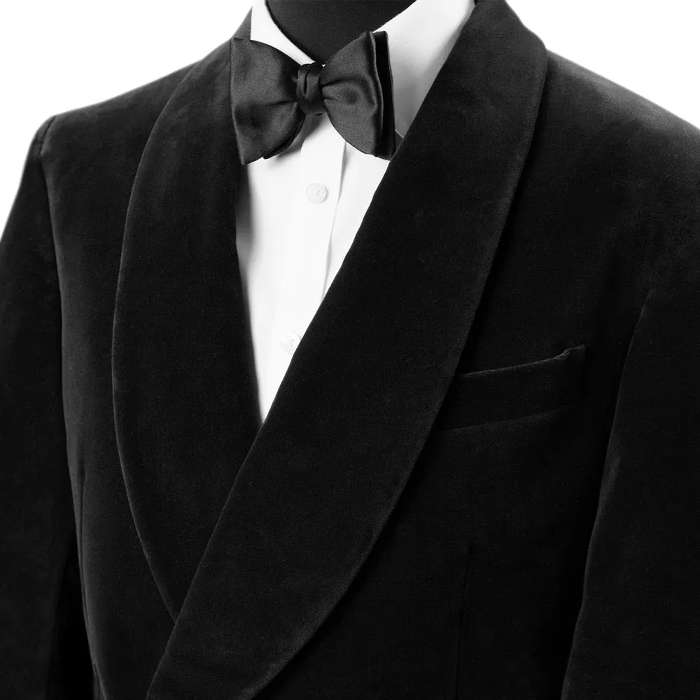 Black Double-Breasted Velvet Smoking Jacket