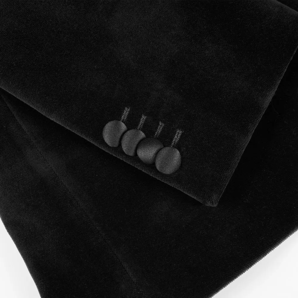 Black Double-Breasted Velvet Smoking Jacket